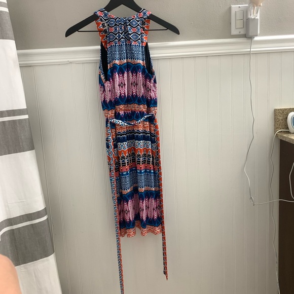 NWT LAUNDRY BY SHELLI SEGAL Mandarin Red Multi Patterned Sleeveless Wrap Dress 0 - Picture 6 of 15